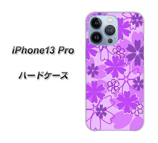 iPhone13 Pro 高画質仕上げ 背面印刷 ハードケース【VA960 重なり合う花 パープル】