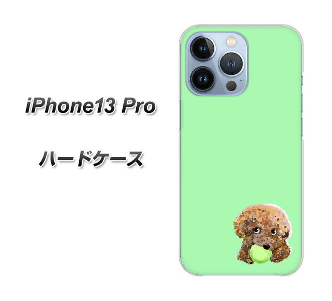 iPhone13 Pro 高画質仕上げ 背面印刷 ハードケース【YJ055 トイプードル&ボール(グリーン)】