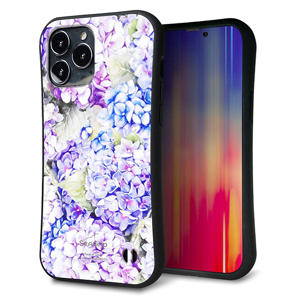 iPhone13 Pro Max スマホケース 「SEA Grip」 グリップケース Sライン 【MA871 紫陽花】 UV印刷
