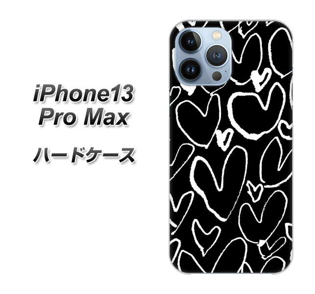 iPhone13 Pro Max 高画質仕上げ 背面印刷 ハードケース【1124 ハート BK&WH】
