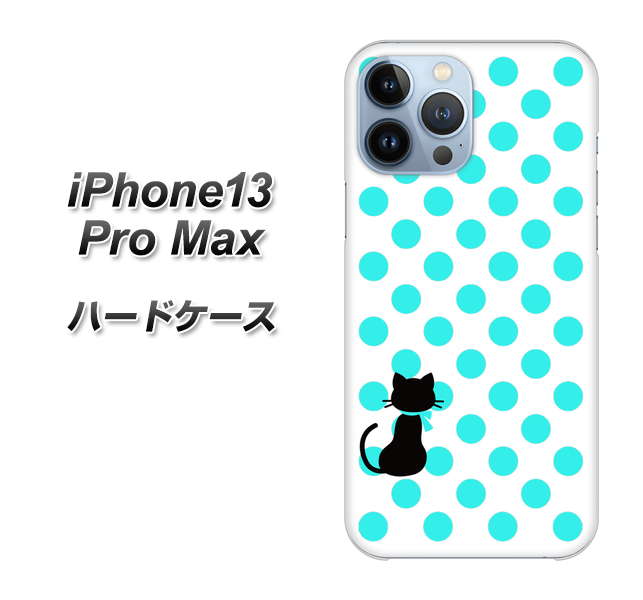 iPhone13 Pro Max 高画質仕上げ 背面印刷 ハードケース【EK809 ネコとシンプル ライトブルー】
