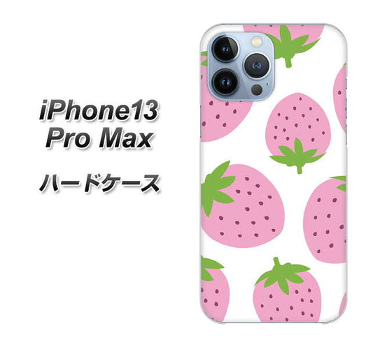 iPhone13 Pro Max 高画質仕上げ 背面印刷 ハードケース【SC816 大きいイチゴ模様 ピンク】