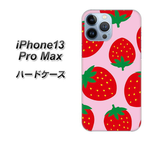 iPhone13 Pro Max 高画質仕上げ 背面印刷 ハードケース【SC820 大きいイチゴ模様レッドとピンク】