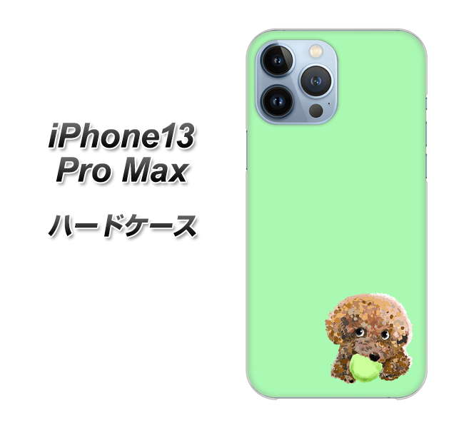 iPhone13 Pro Max 高画質仕上げ 背面印刷 ハードケース【YJ055 トイプードル&ボール(グリーン)】