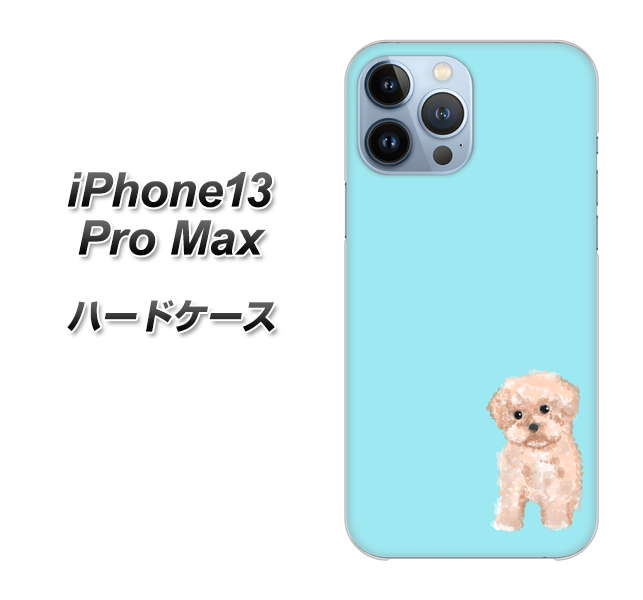 iPhone13 Pro Max 高画質仕上げ 背面印刷 ハードケース【YJ062 トイプードルアプリコット(ブルー)】
