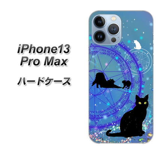 iPhone13 Pro Max 高画質仕上げ 背面印刷 ハードケース【YJ327 魔法陣猫 キラキラ　かわいい】
