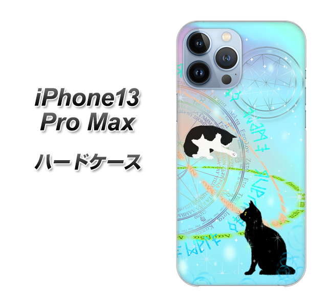 iPhone13 Pro Max 高画質仕上げ 背面印刷 ハードケース【YJ329 魔法陣猫 キラキラ パステル】
