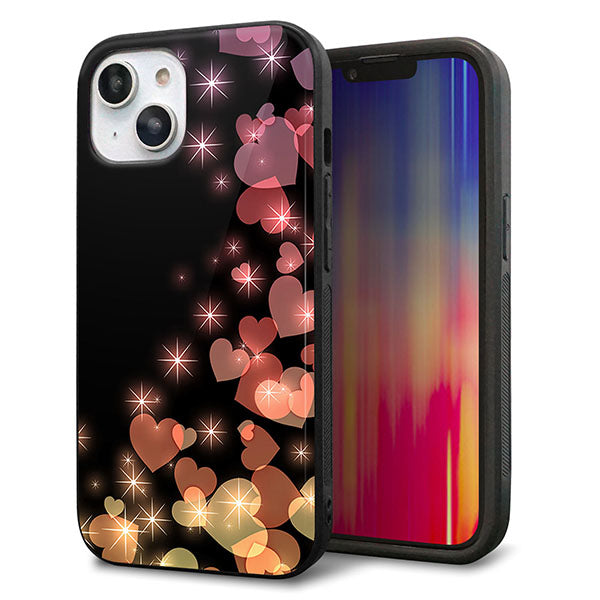 iPhone14 強化ガラス&TPUスマホケース ガラプリ【020 夜のきらめきハート】