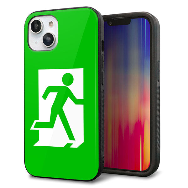 iPhone14 強化ガラス&TPUスマホケース ガラプリ【163 非常口】