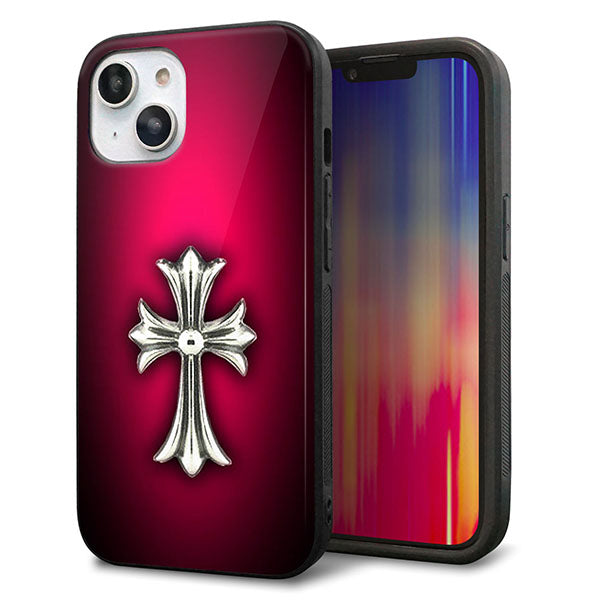 iPhone14 強化ガラス&TPUスマホケース ガラプリ【249 クロスレッド】