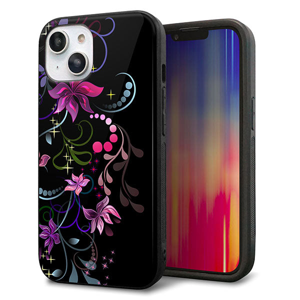 iPhone14 強化ガラス&TPUスマホケース ガラプリ【263 闇に浮かぶ華】