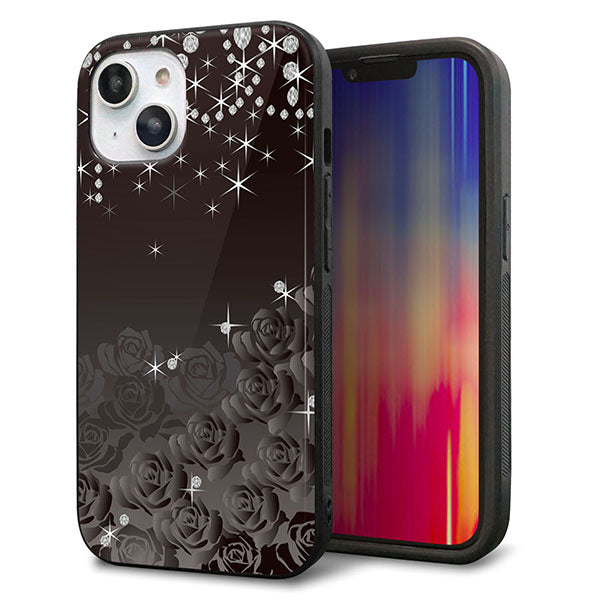 iPhone14 強化ガラス&TPUスマホケース ガラプリ【327 薔薇とダイヤモンド】