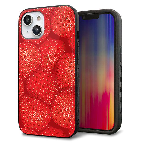 iPhone14 強化ガラス&TPUスマホケース ガラプリ【444 ストロベリーウォール】