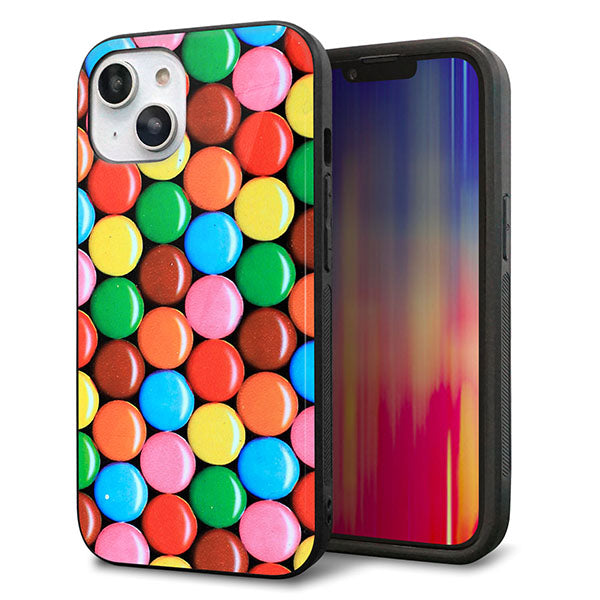 iPhone14 強化ガラス&TPUスマホケース ガラプリ【448 マーブルチョコ】
