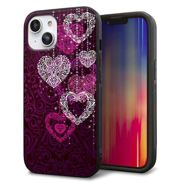 iPhone14 強化ガラス&TPUスマホケース ガラプリ【468 ハートのシャンデリア】