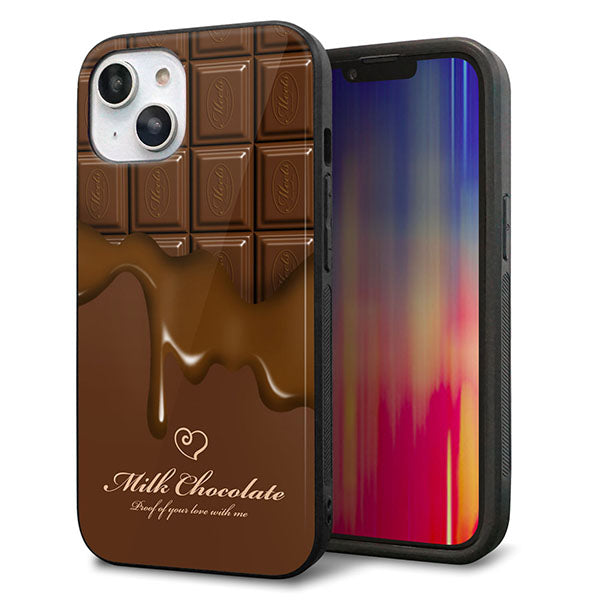 iPhone14 強化ガラス&TPUスマホケース ガラプリ【536 板チョコ-ハート】