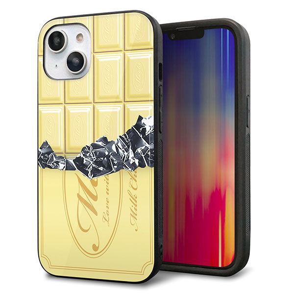 iPhone14 強化ガラス&TPUスマホケース ガラプリ【553 板チョコ?ホワイト】