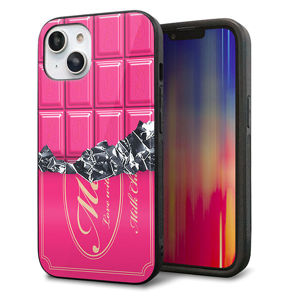 iPhone14 強化ガラス&TPUスマホケース ガラプリ【555 板チョコ?ストロベリー】
