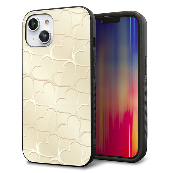 iPhone14 強化ガラス&TPUスマホケース ガラプリ【630 かくれハート】