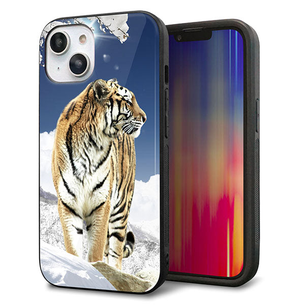 iPhone 14 強化ガラス&TPUスマホケース ガラプリ【793 雪山の虎】