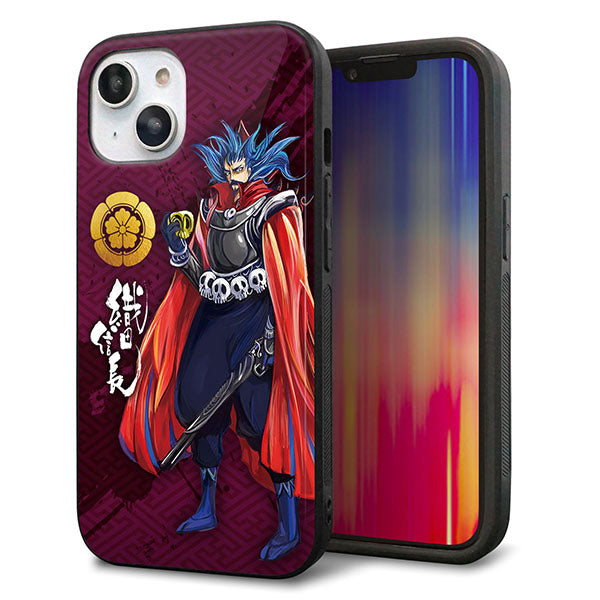 iPhone14 強化ガラス&TPUスマホケース ガラプリ【AB808 織田信長 イラストと家紋】