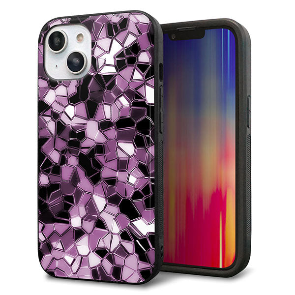 iPhone14 強化ガラス&TPUスマホケース ガラプリ【EK837 テクニカルミラーパープル】