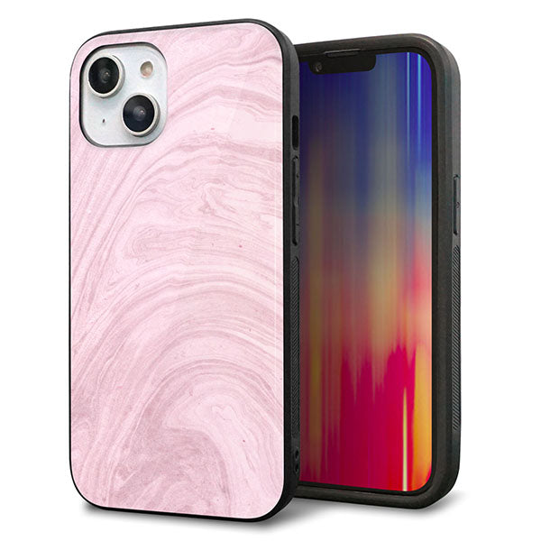 iPhone14 強化ガラス&TPUスマホケース ガラプリ【KM873 大理石ラベンダー】