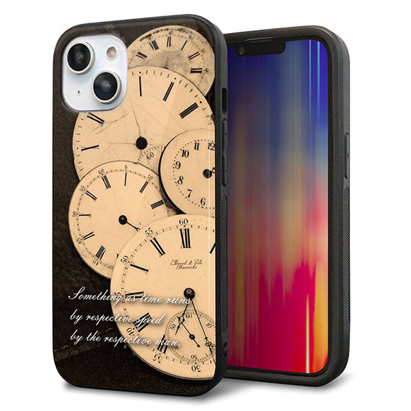 iPhone14 強化ガラス&TPUスマホケース ガラプリ【KM874 時計】