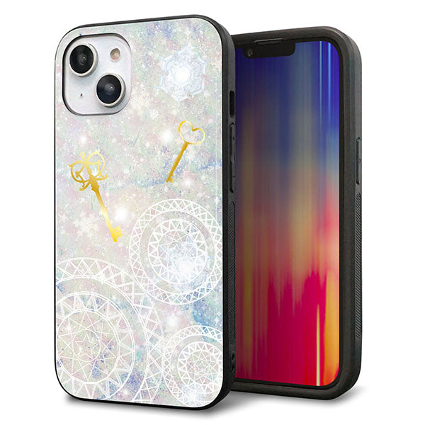 iPhone14 強化ガラス&TPUスマホケース ガラプリ【KM881 魔法陣と鍵】