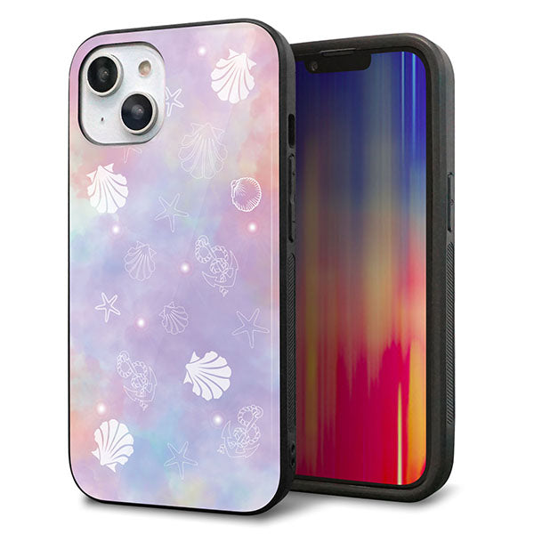 iPhone14 強化ガラス&TPUスマホケース ガラプリ【KM883 シェル柄】