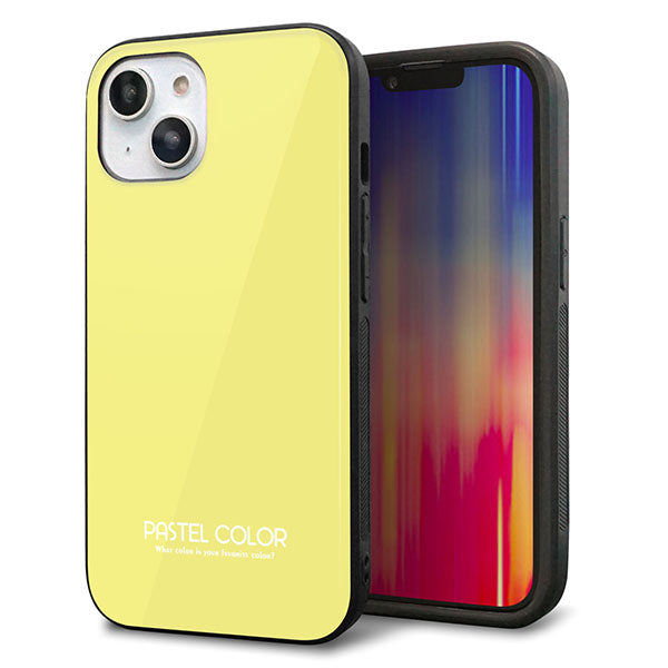 iPhone14 強化ガラス&TPUスマホケース ガラプリ【KM897 パステルカラー(パステルイエロー)】
