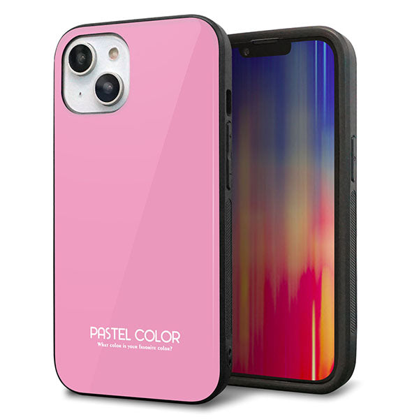 iPhone14 強化ガラス&TPUスマホケース ガラプリ【KM899 パステルカラー(パステルピンク)】