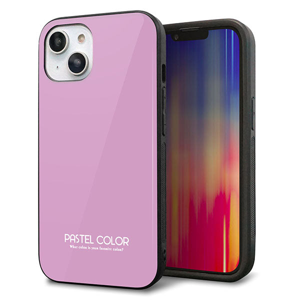 iPhone14 強化ガラス&TPUスマホケース ガラプリ【KM901 パステルカラー(パステルラベンダー)】