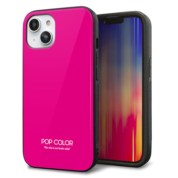 iPhone14 強化ガラス&TPUスマホケース ガラプリ【KM910 ポップカラー(ピンク)】