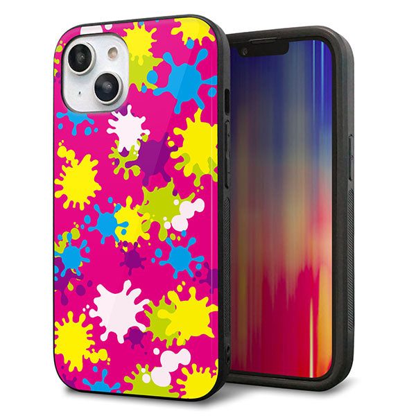 iPhone14 強化ガラス&TPUスマホケース ガラプリ【MA876 ペイントピンク】