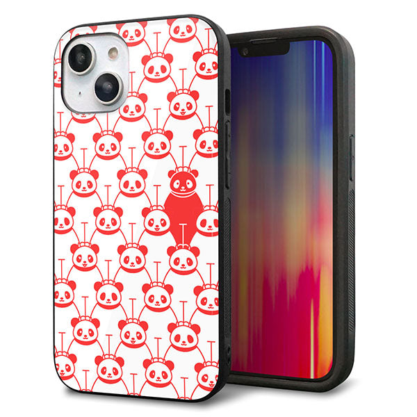 iPhone14 強化ガラス&TPUスマホケース ガラプリ【MA913 パターン パンダ】