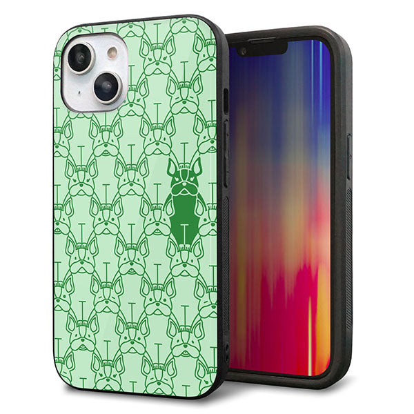 iPhone14 強化ガラス&TPUスマホケース ガラプリ【MA916 パターン ドッグ】