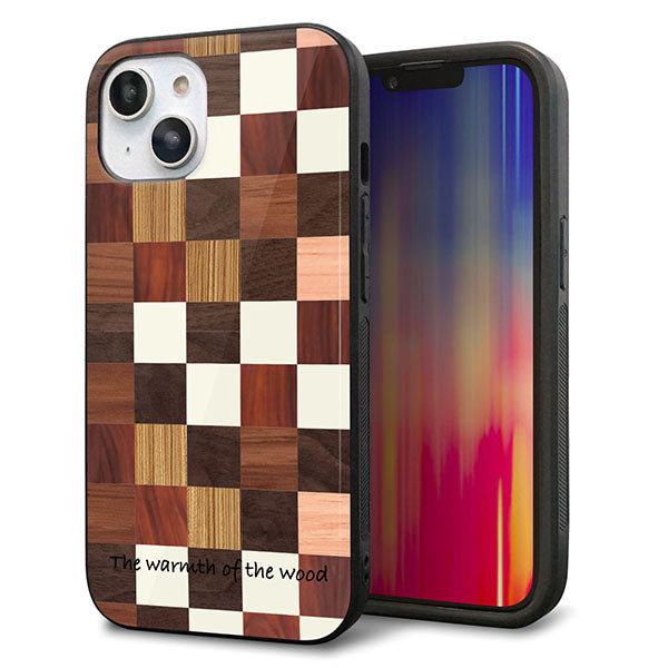 iPhone14 強化ガラス&TPUスマホケース ガラプリ【MA929 寄木細工 チェッカー】