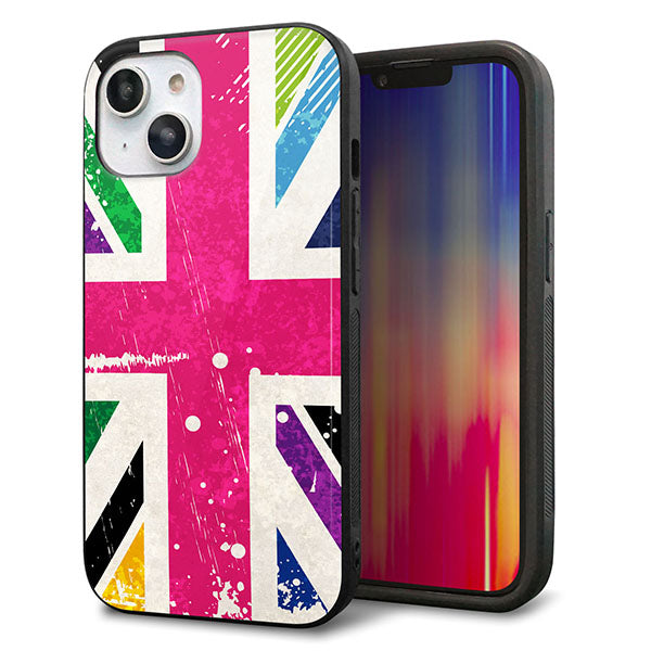 iPhone14 強化ガラス&TPUスマホケース ガラプリ【SC806 ユニオンジャック ピンクビンテージ】