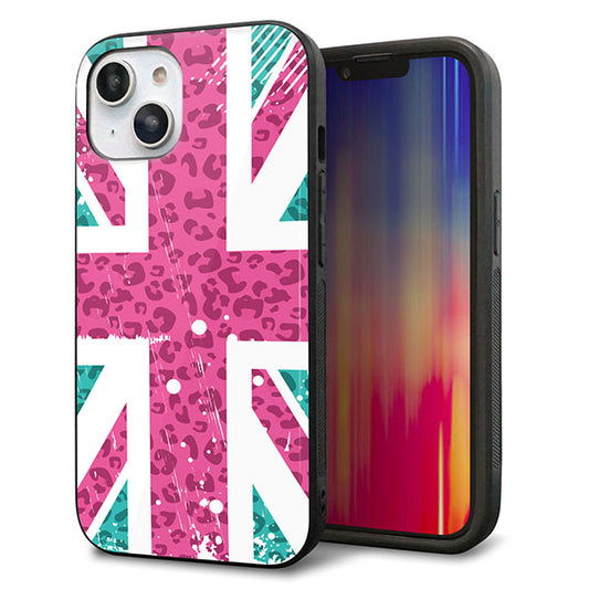 iPhone14 強化ガラス&TPUスマホケース ガラプリ【SC807 ユニオンジャック ピンクヒョウ柄】