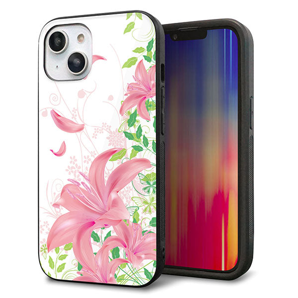 iPhone14 強化ガラス&TPUスマホケース ガラプリ【SC849 ユリ(ピンク)】