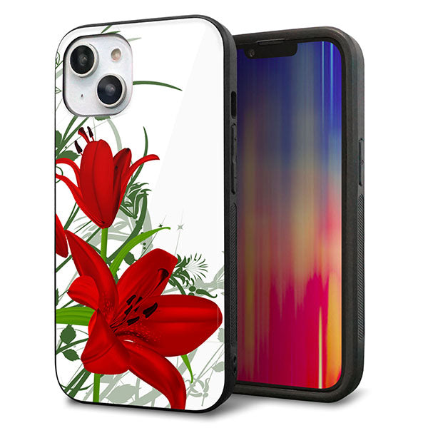 iPhone14 強化ガラス&TPUスマホケース ガラプリ【SC850 ユリ(レッド)】