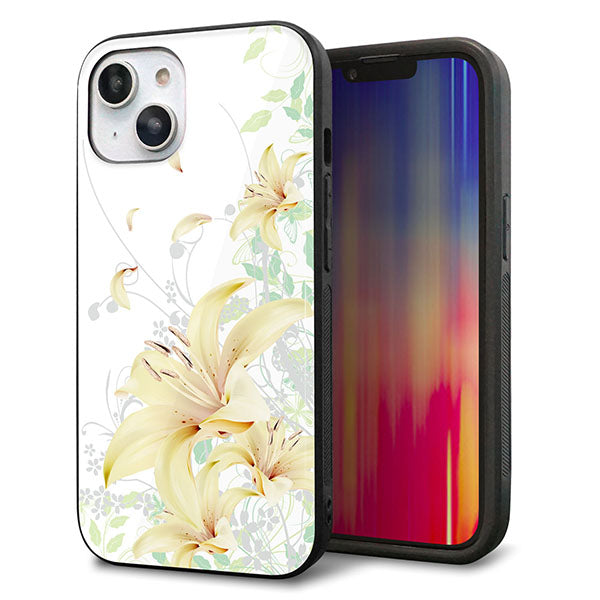 iPhone14 強化ガラス&TPUスマホケース ガラプリ【SC851 ユリ(ホワイト)】