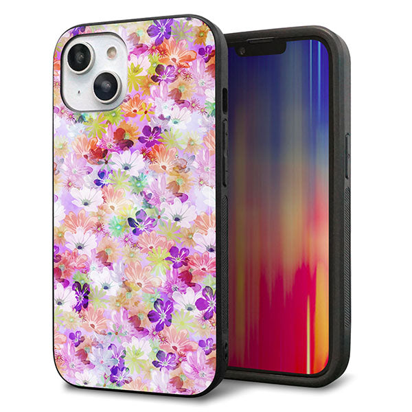 iPhone14 強化ガラス&TPUスマホケース ガラプリ【SC873 リバティプリント プレスドフラワー(パープル)】
