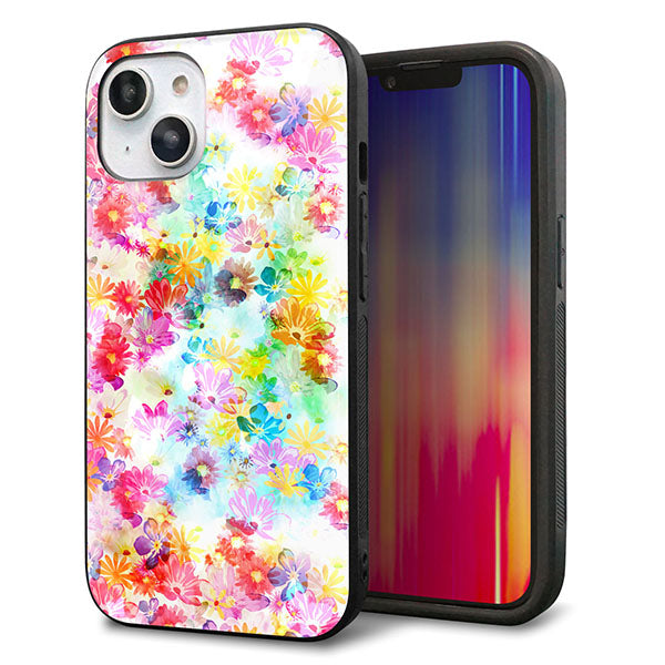 iPhone14 強化ガラス&TPUスマホケース ガラプリ【SC876 リバティプリント プレスドフラワー(ホワイト)】