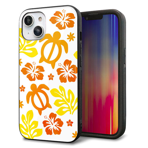 iPhone14 強化ガラス&TPUスマホケース ガラプリ【SC877 ハワイアンアロハホヌ(イエロー)】