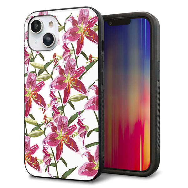 iPhone14 強化ガラス&TPUスマホケース ガラプリ【SC892 ボタニカル スカーレットリリー】