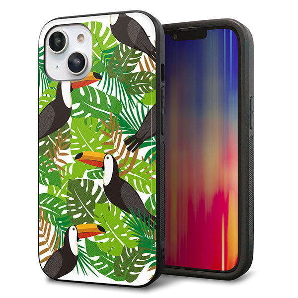 iPhone14 強化ガラス&TPUスマホケース ガラプリ【SC894 ボタニカル トロピカルバード】