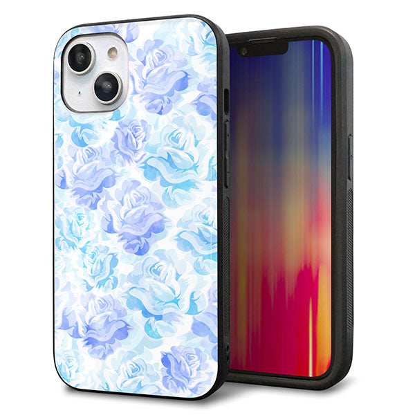 iPhone14 強化ガラス&TPUスマホケース ガラプリ【SC927 ローズ ブルー】