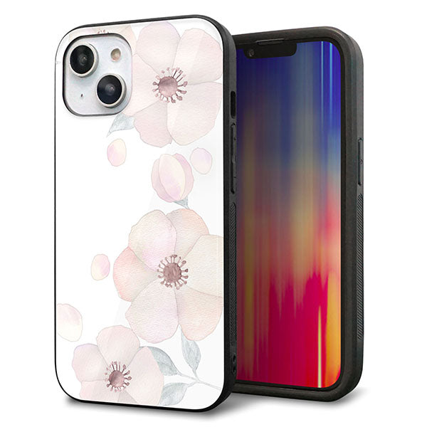 iPhone14 強化ガラス&TPUスマホケース ガラプリ【SC948 ドゥ・フルール(ホワイト)】